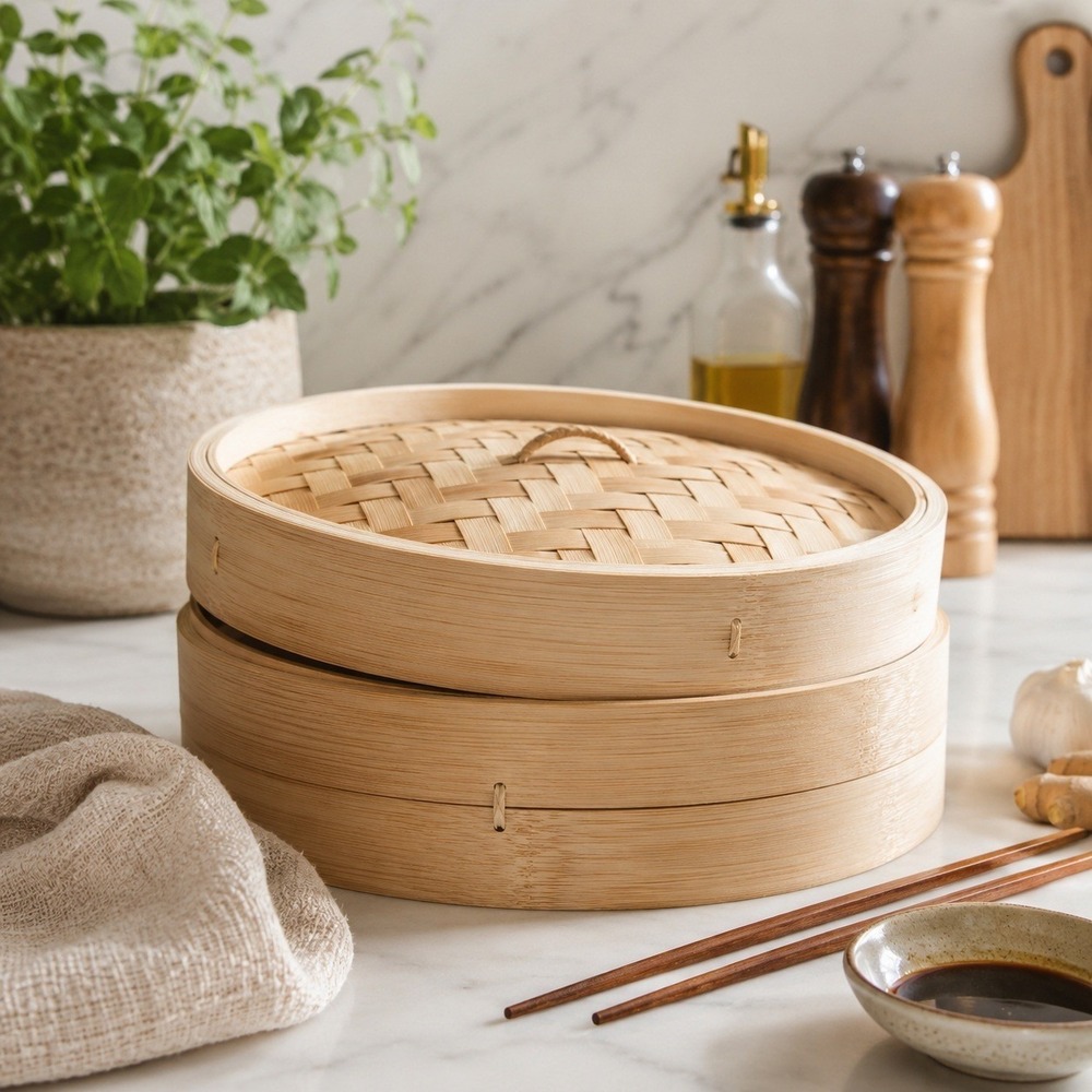 Bamboo Steamer 10 inch Diameter Stackable for Cooking